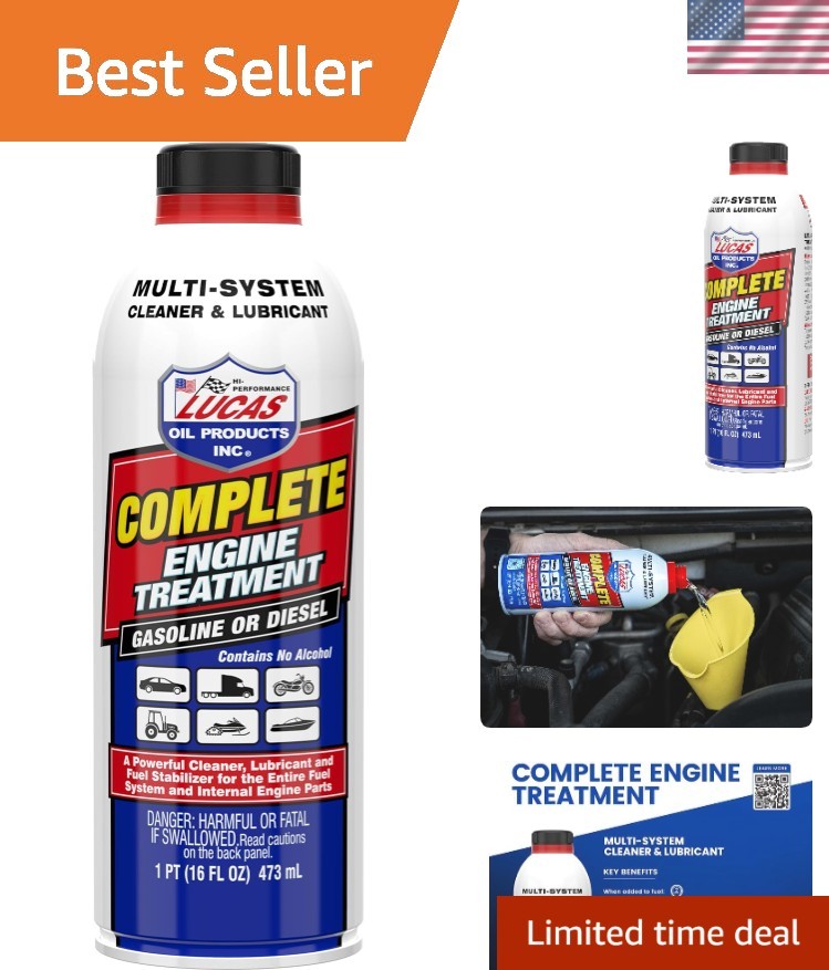 Lucas Complete Engine Treatment 16 Oz – Enhances Fuel Burn & Reduces Emissions
