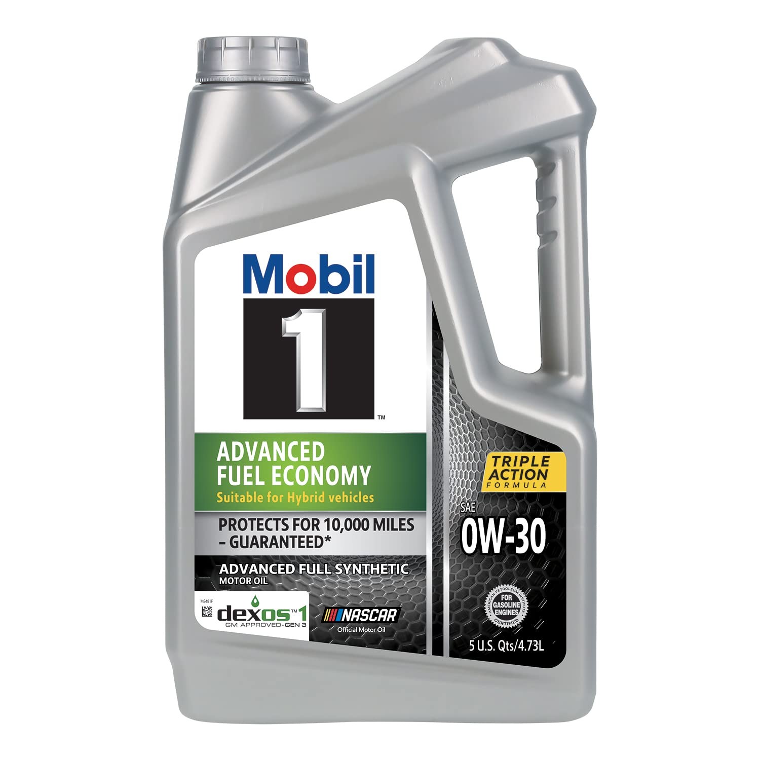 Mobil 1 Advanced Fuel Economy Full Synthetic Motor Oil 0W-30, 5 5 Quart, Gray