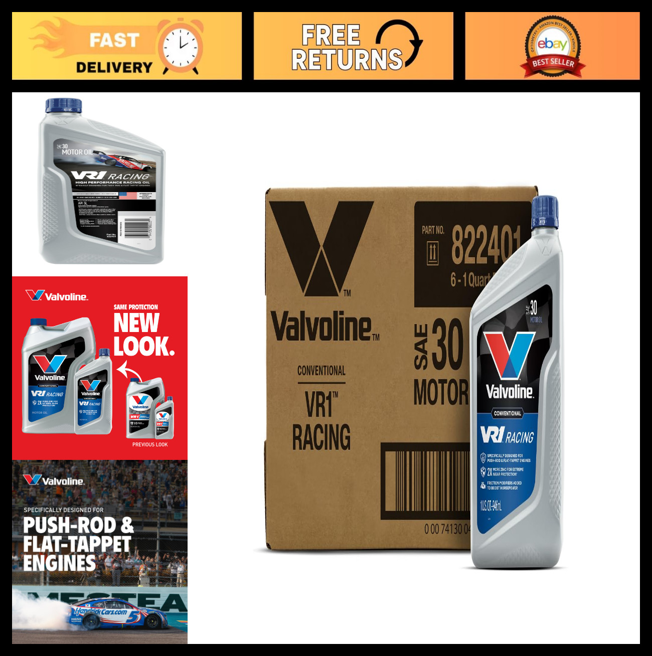 High-Performance SAE 30 Racing Motor Oil – 1 QT, Pack of 6 for Superior Engine P