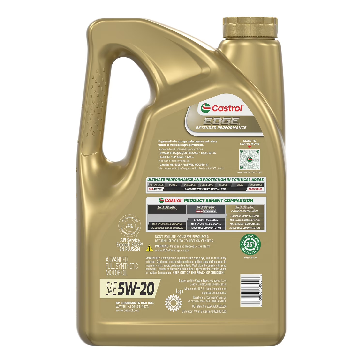 2 Pack Castrol EDGE Extended Performance 5W-20 Advanced Full Synthetic Motor Oil