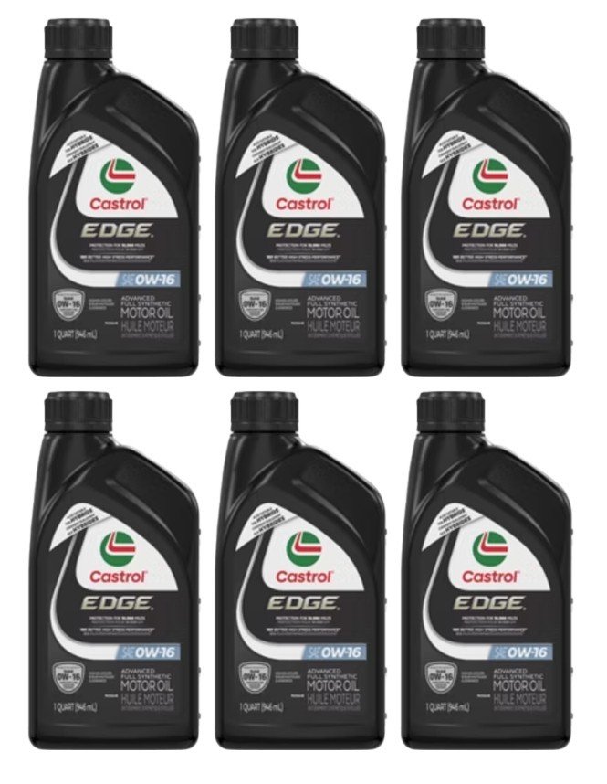 Castrol EDGE 0W-16 Full Synthetic Motor Oil, Case of 6-1 Quart Bottles | 15D32F