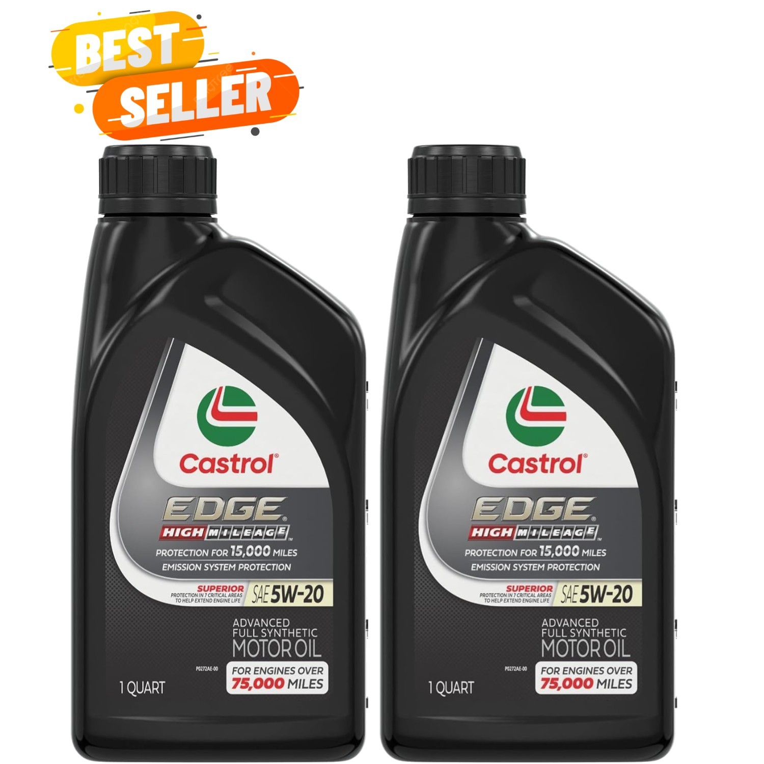 Edge High Mileage 5W-20 Advanced Full Synthetic Motor Oil, 1 Quart, Pack of 2