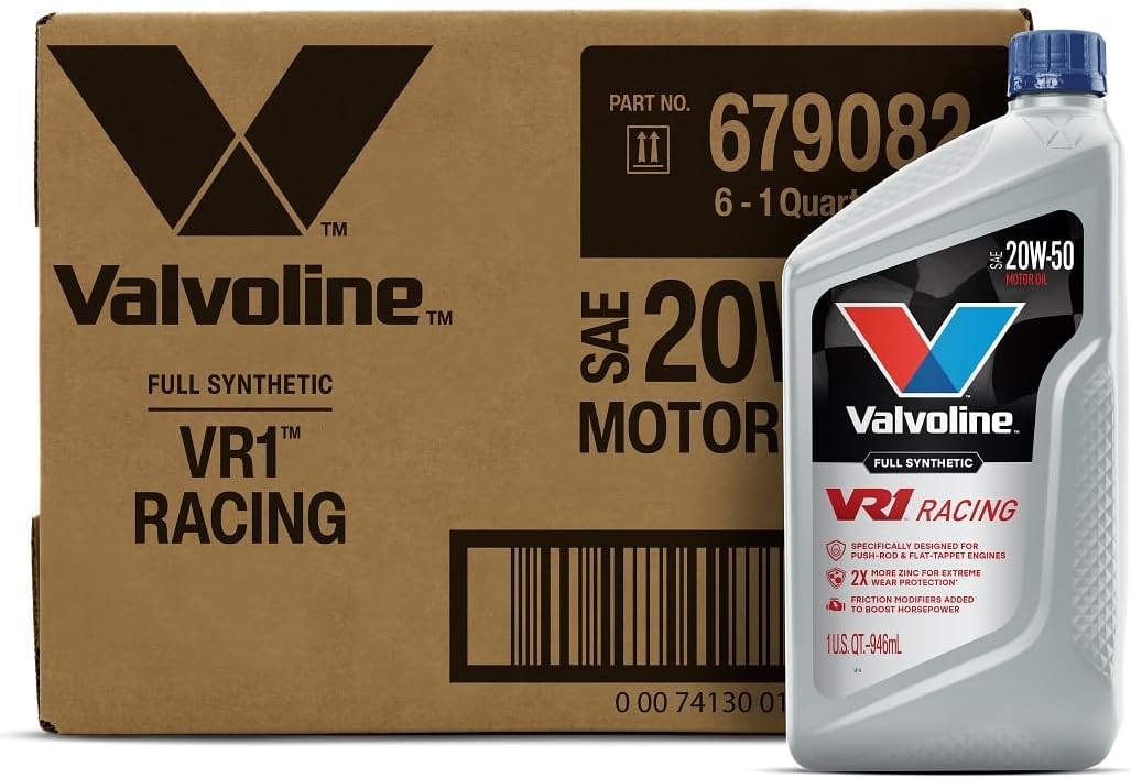 Valvoline VR1 Racing Synthetic SAE 20W-50 Motor Oil 1 QT, Case of 6, (A19.5)….