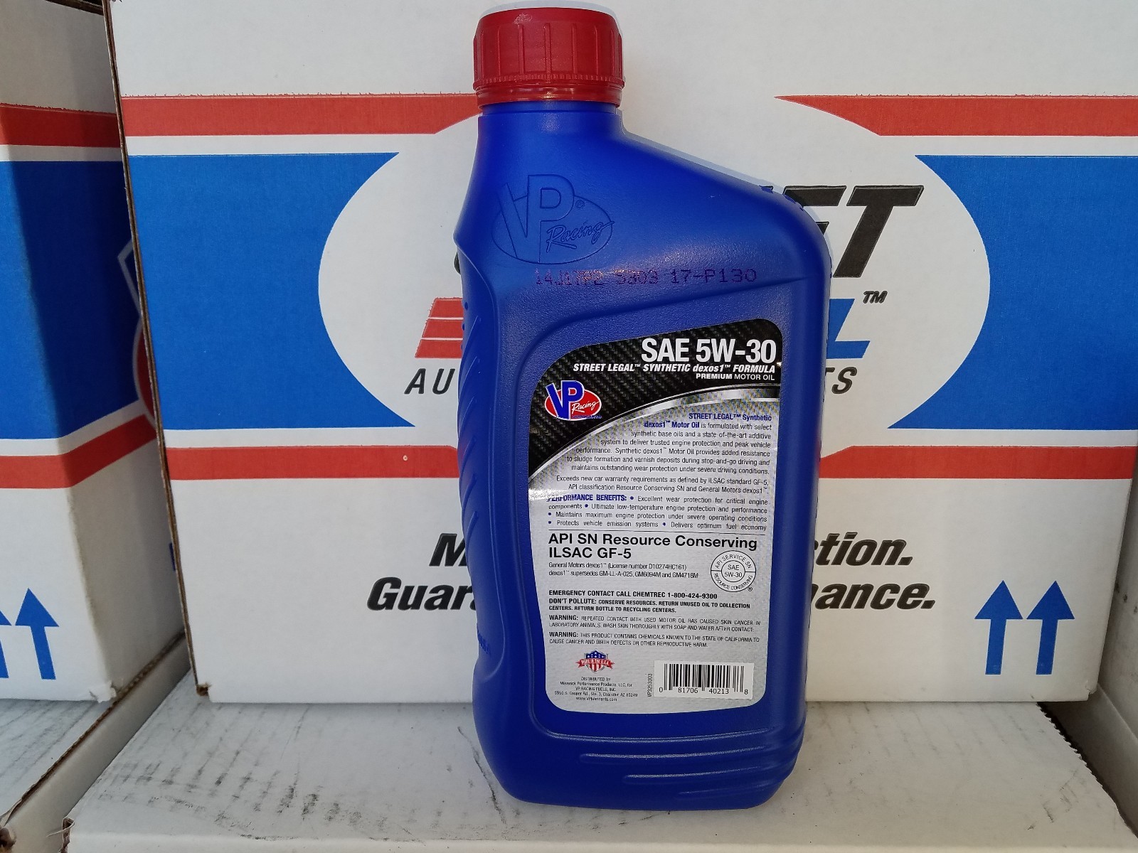 5 Quart Pack of VP Racing Lubricants 5W30 Steet Legal Synthetic Dexos1 Motor Oil