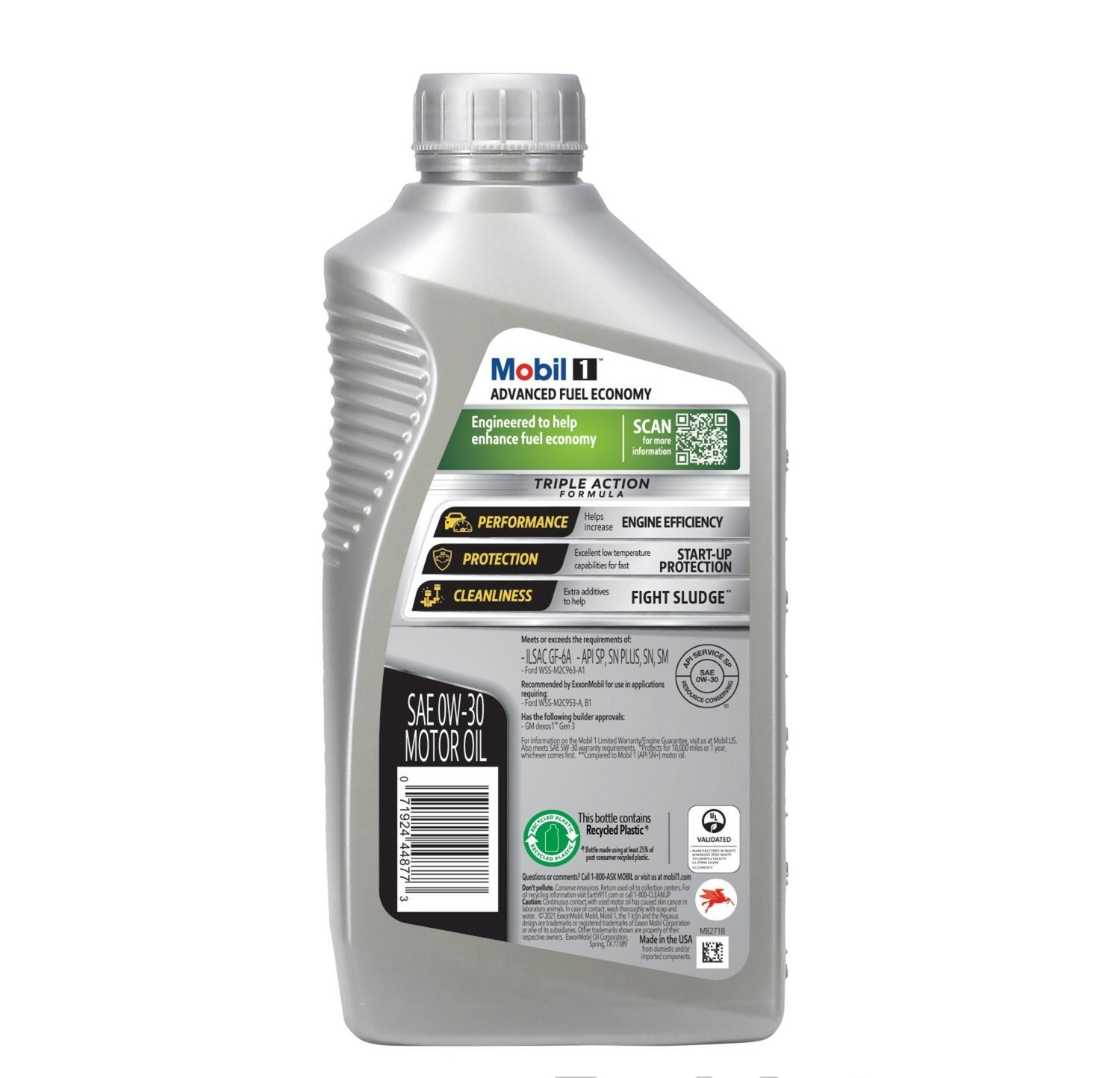 5 PACK- MOBIL 112746 0W30; Mobil 1 Advanced Fuel Economy; Full Synthetic; 1 Qt