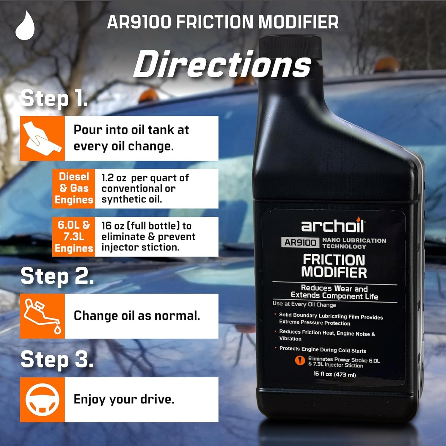 Archoil AR9100 Oil Additive (16oz) for All Vehicles – Powerstroke Cold Starts