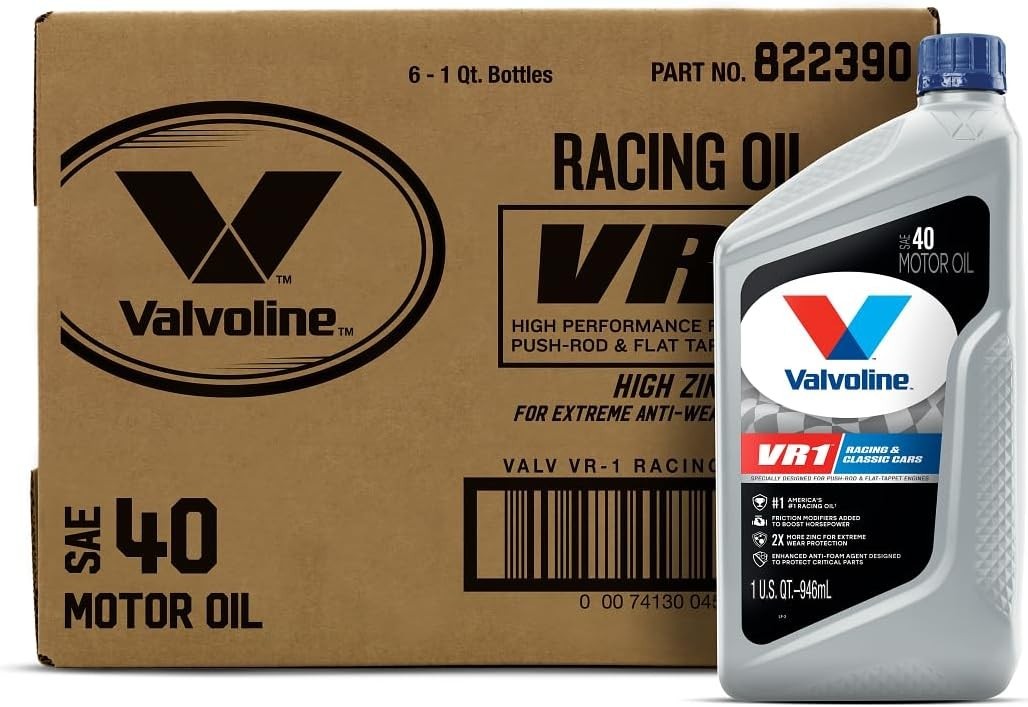Valvoline VR-1 Racing 40 Motor Oil, Case of 6 – 1 Quart Bottles | 822390