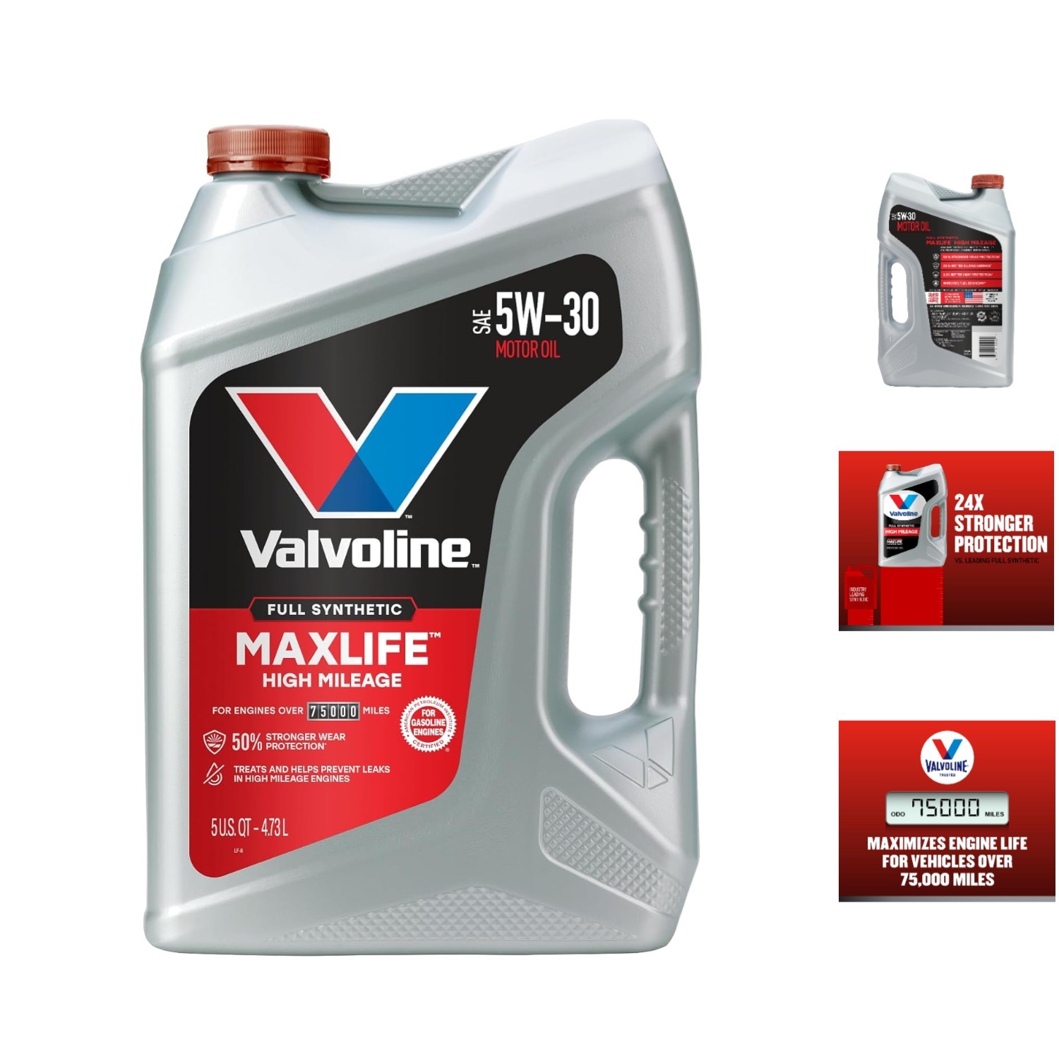 5W-30 Full Synthetic Motor Oil – MaxLife High Mileage, 5 Quart, Universal Fit