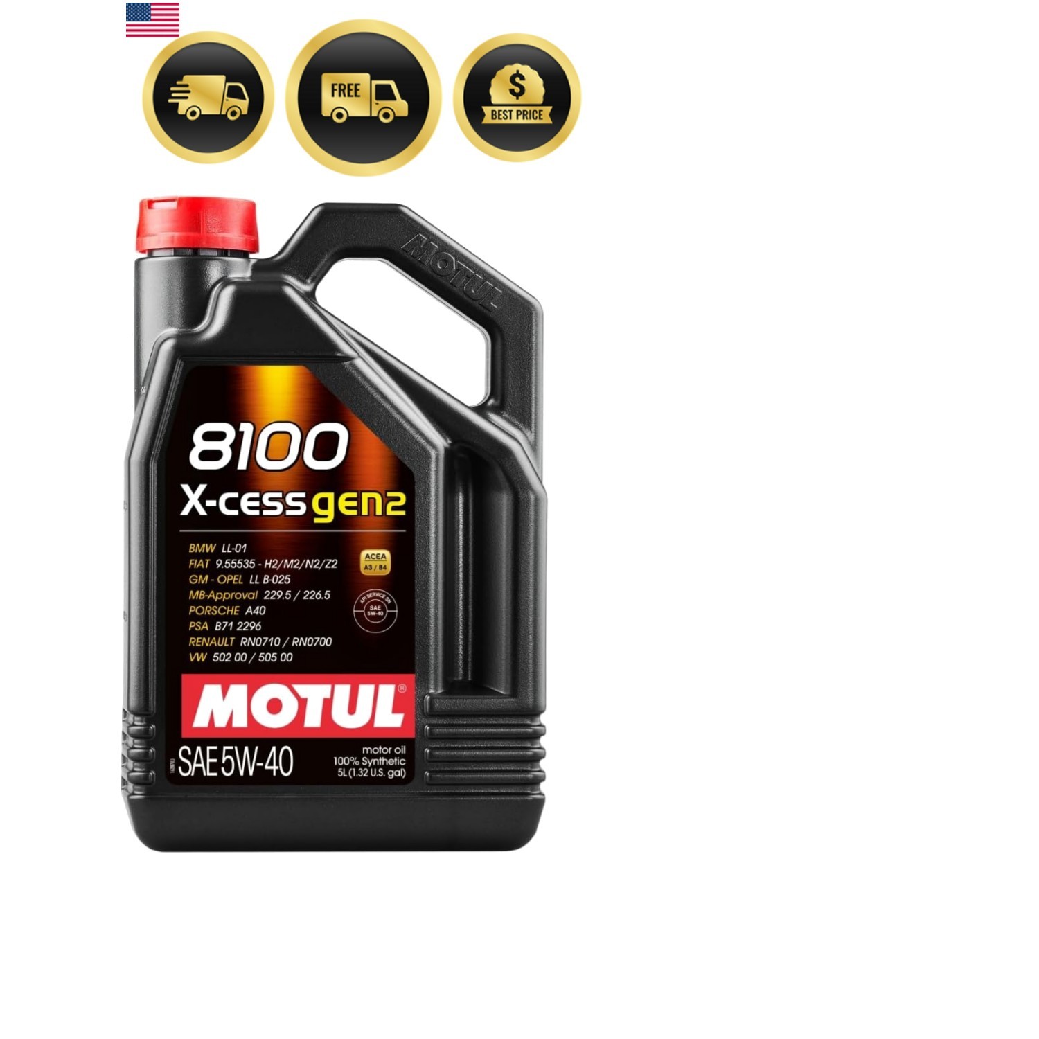 8100 X-Cess Gen 2 SAE 5W40 Full Synthetic Motor Engine Oil 5 Liter Bottle