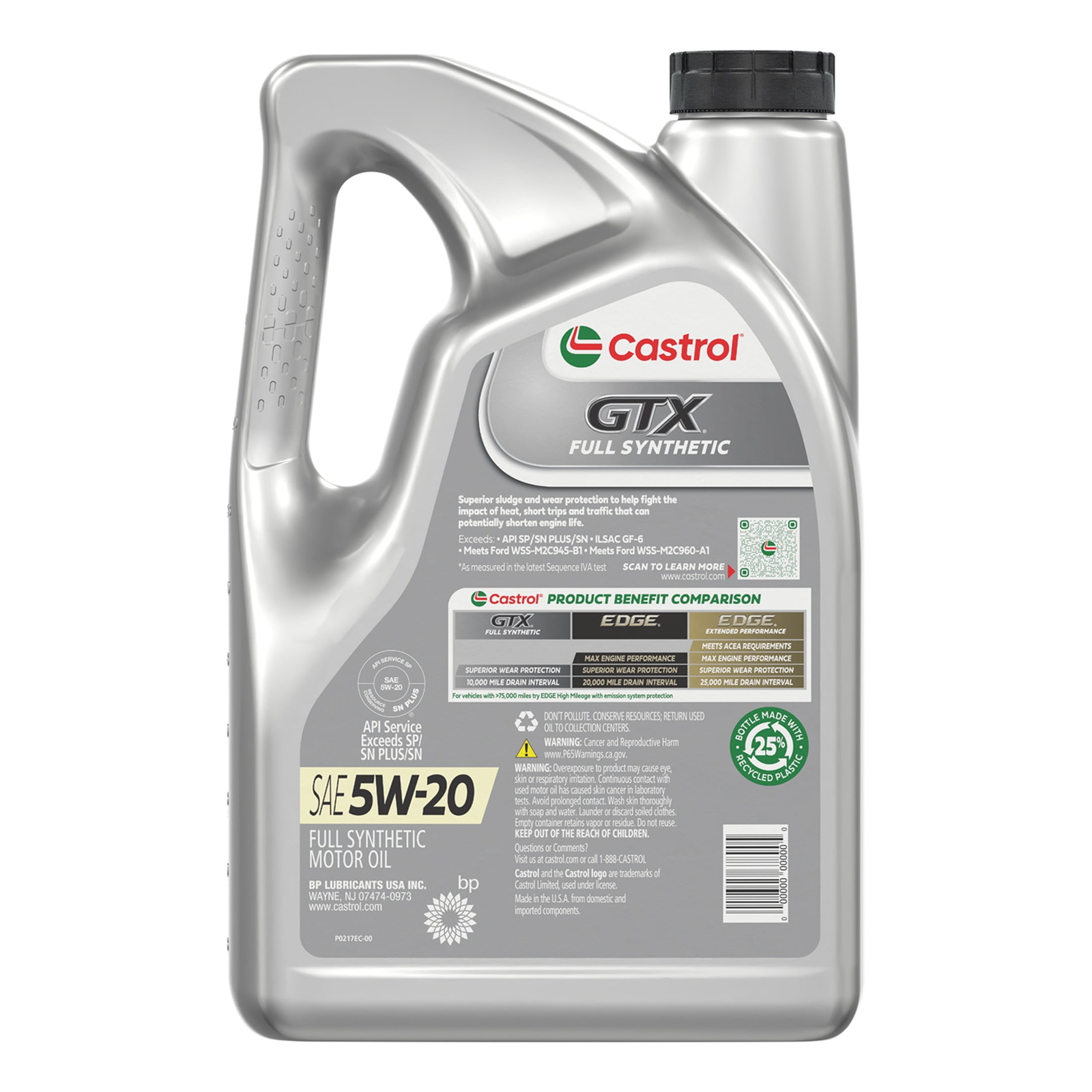Castrol GTX Full Synthetic 5W-20 Motor Oil, 5 Quarts 5W-20 Synthetic Motor Oil