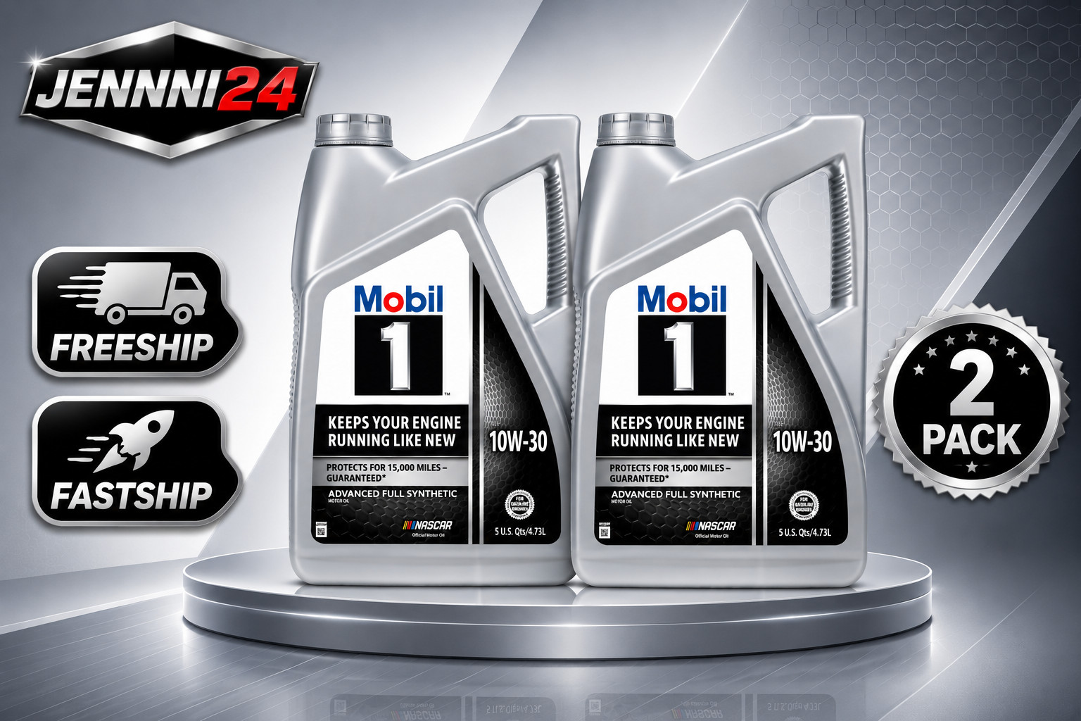 2 Pack, Mobil 1 Advanced Full Synthetic Motor Oil 10W-30, 5 Quart,freeship