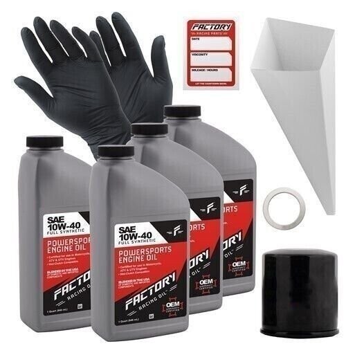 Factory Racing Parts SAE 10W-40 4qt Oil Change Kit Fits Kawasaki Prairie KVF400