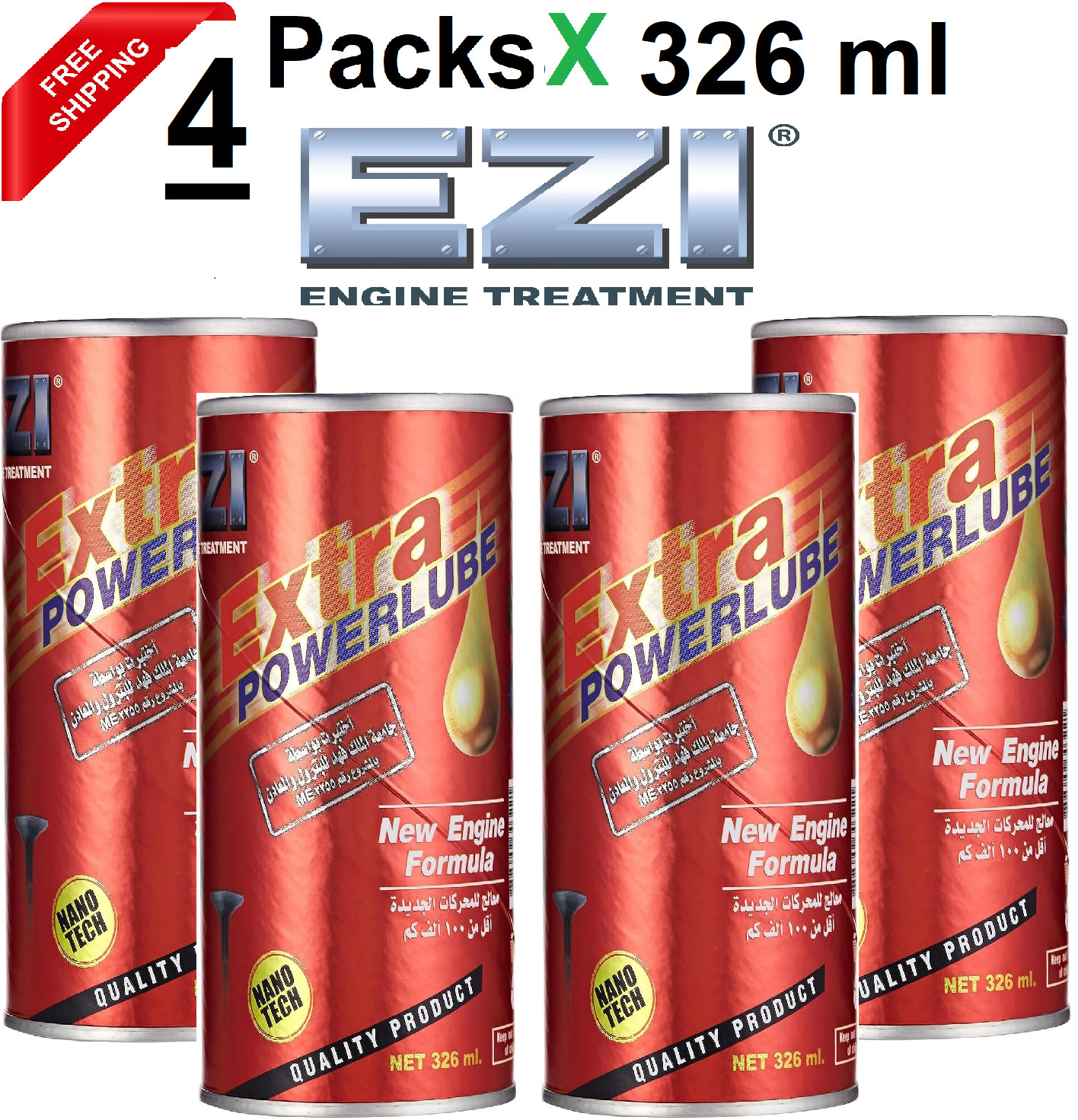 EZI Extra Power Lube Blue engine treatment Oil – red ( 4 Packs X 326 ml)