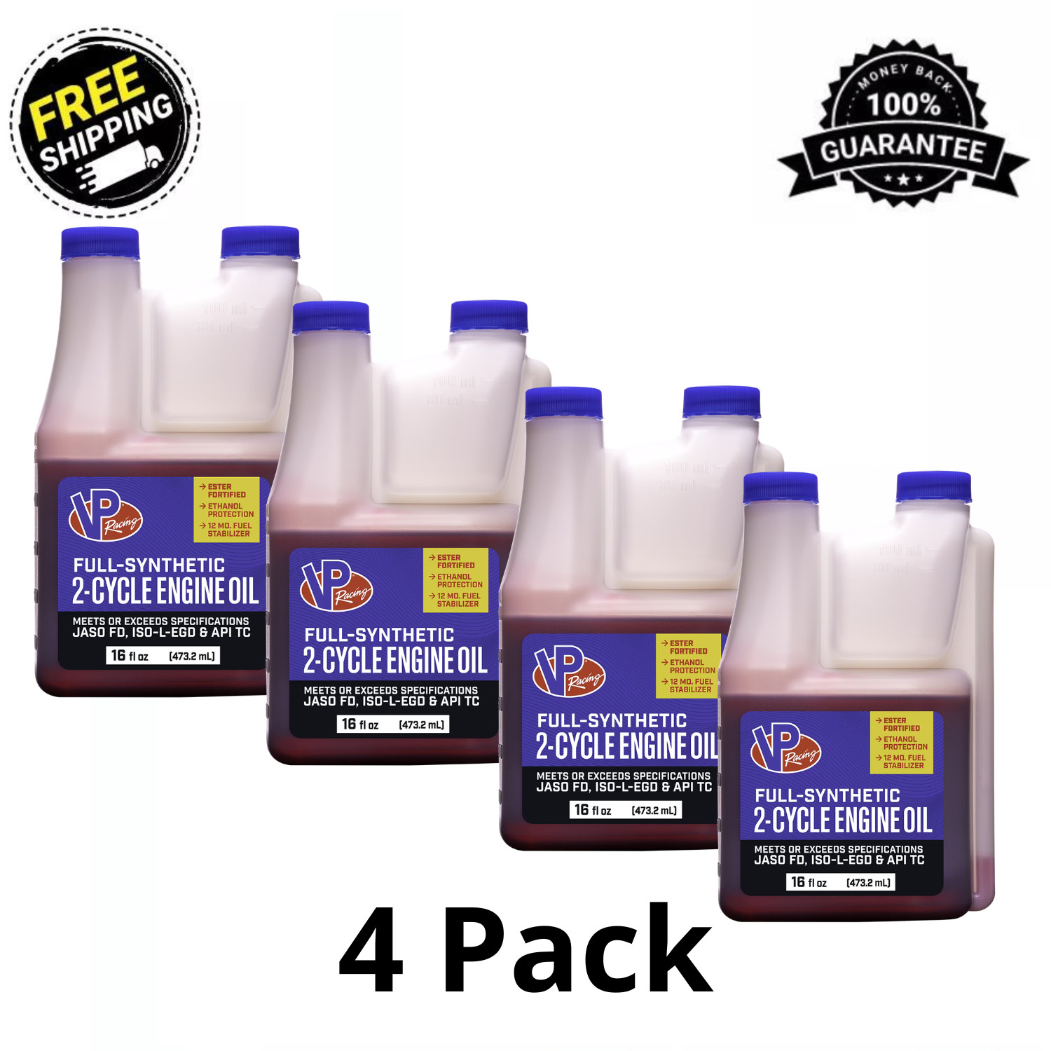 (4 Pack) VP Racing Fuels 16-oz 2-cycle engines Full synthetic Engine Oil