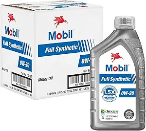Mobil Full Synthetic Motor Oil 0W-20, 1 Qt, Case/6