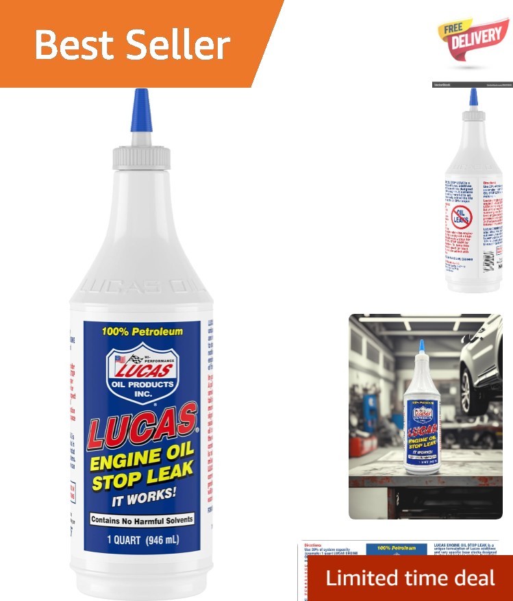 Lucas Oil Stop Leak 1 Quart Bottle – Universal Fit Engine Seal Repair Solution