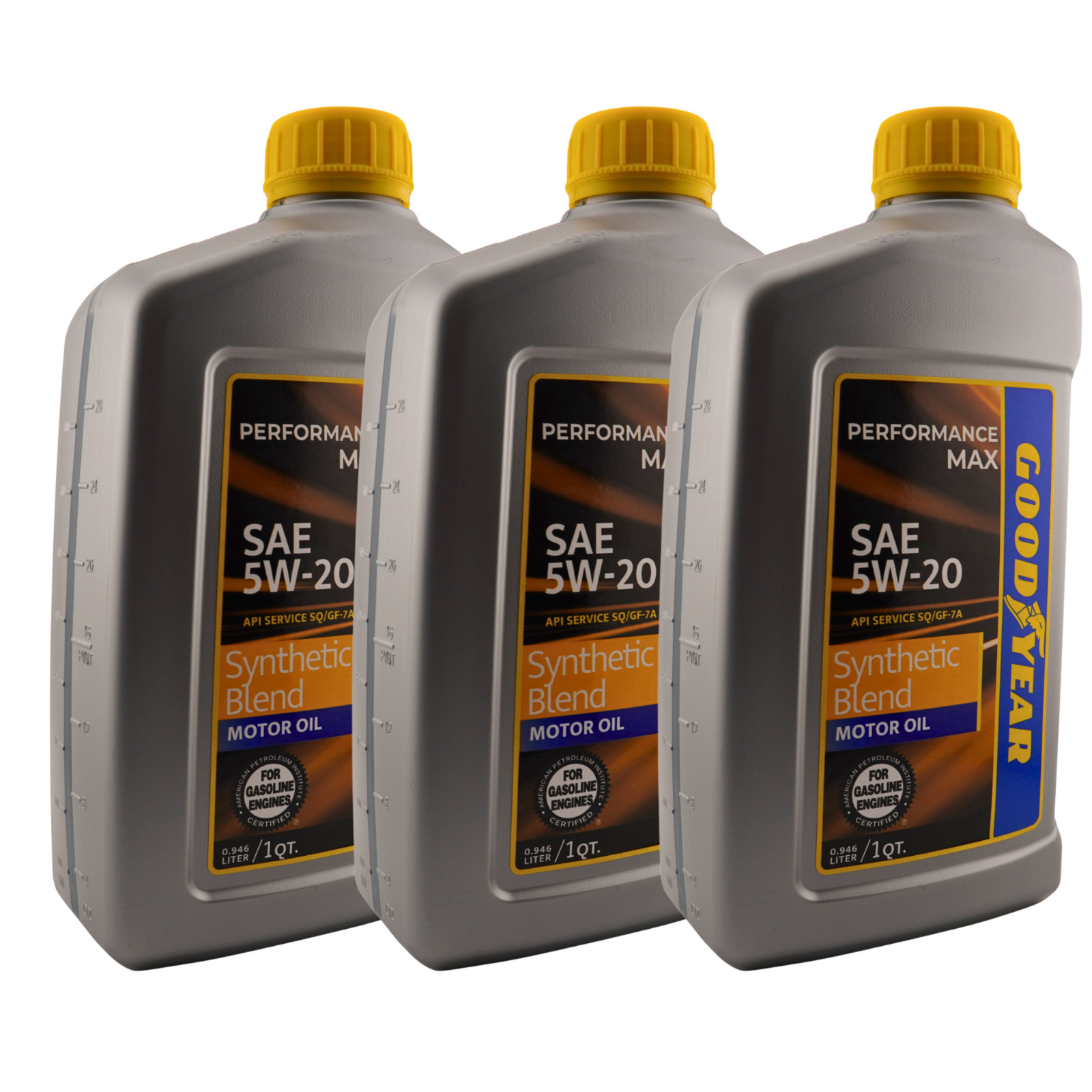 Goodyear Synthetic Blend SAE 5W-20 Motor Oil- 1 Quart – (Pack of 3)