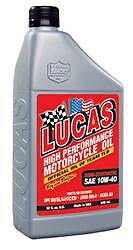 6 QUARTS OF LUCAS HIGH PERFORMANCE 10W-40 MOTORCYLE OIL #10710-6 (6) QT