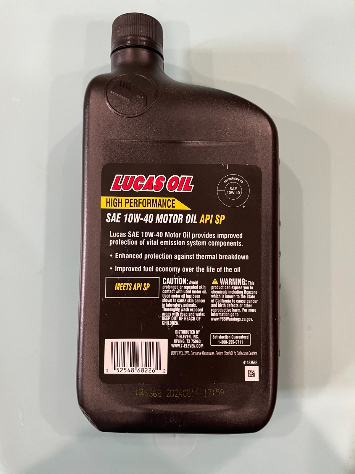 NEW! SEALED LUCAS (6 PACK) 10W-40 High Performance Engine Motor Oil 1 qt/ 946 ml