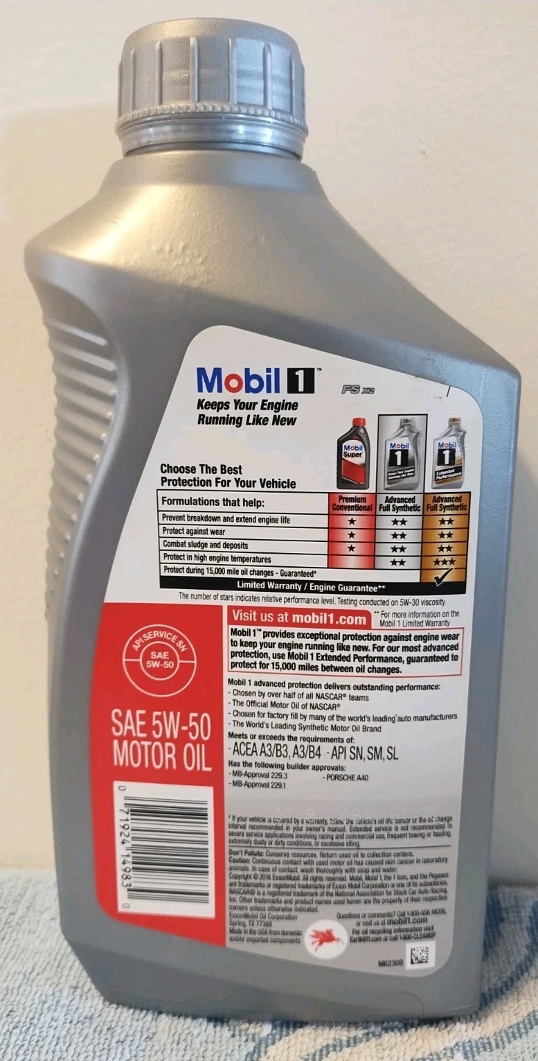 Mobil 1 5W50 Synthetic Motor Oil 1 Quart
