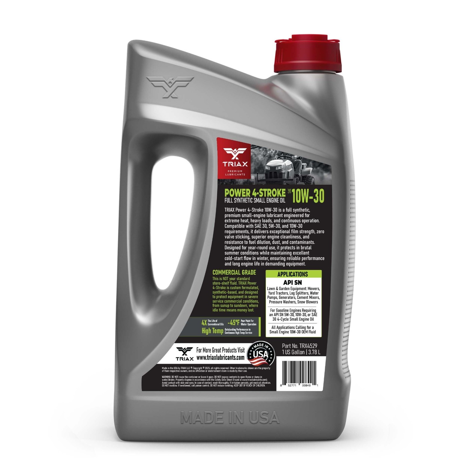 Full Synthetic 10W-30 4-Cycle Engine Oil for Lawnmowers, Generators, Tractors &