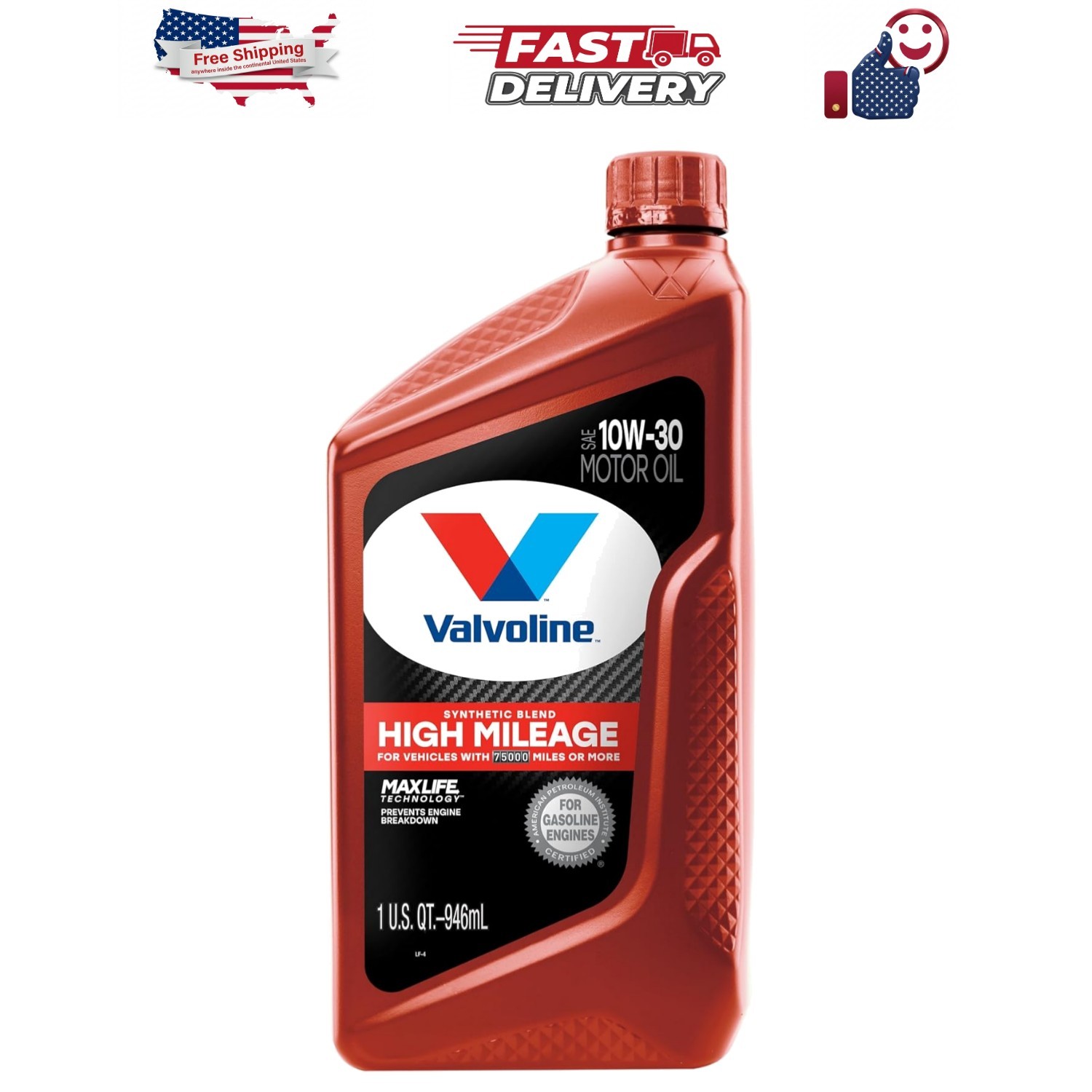 High Mileage with MaxLife Technology 10W-30 Synthetic Blend Motor Oil 1 Quart