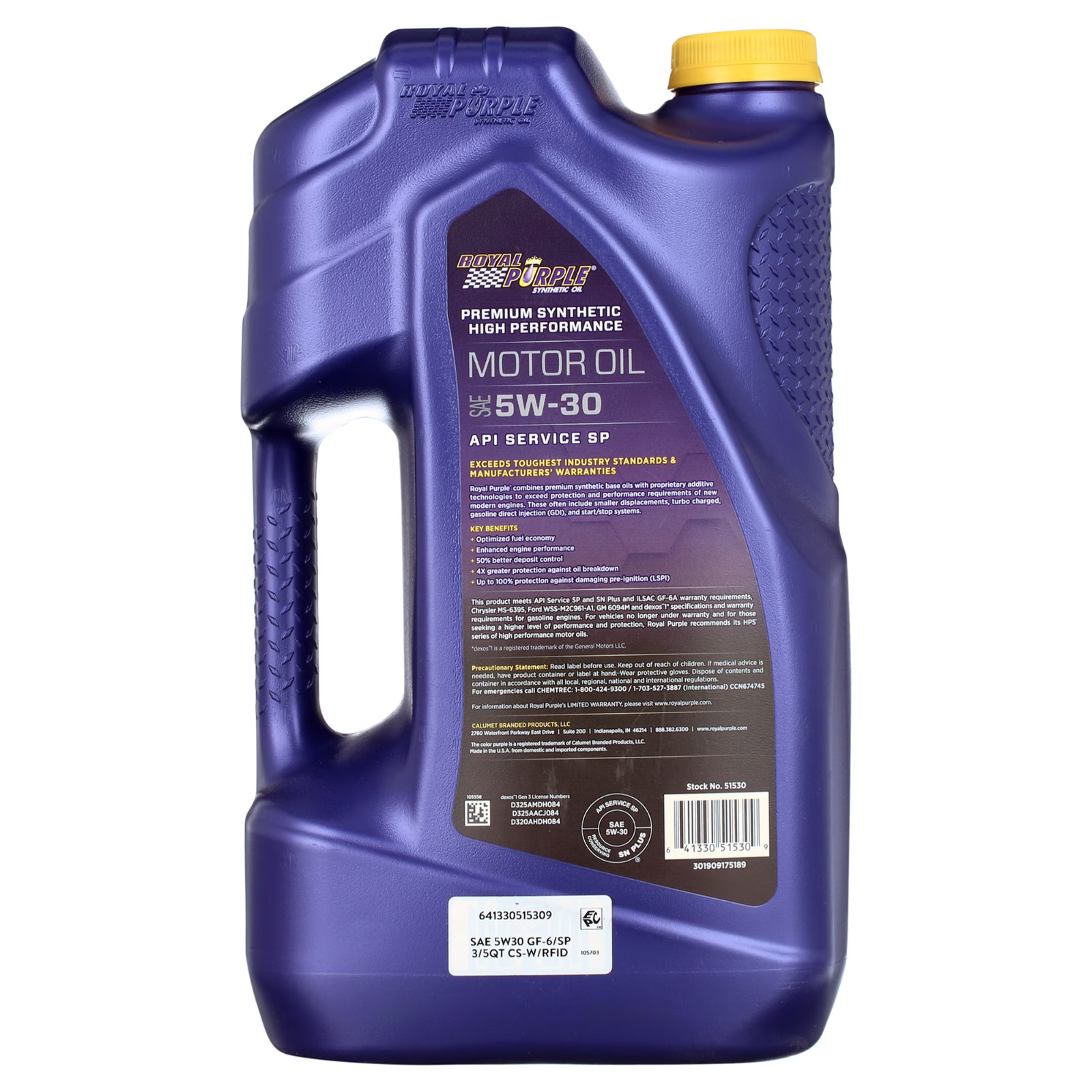 Royal Purple High Performance Motor Oil 5W-30, Premium Synthetic Motor Oil, 5 Qu