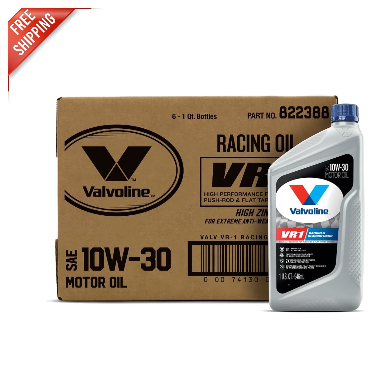 10W-30 VR1 Racing Motor Oil – 1 QT Bottles in a Case of 6 for Optimal Power