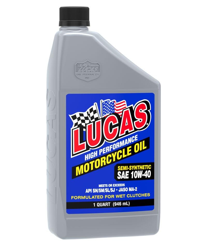 Lucas Oil 10710 Semi-Synthetic SAE 10W-40 Motorcycle Oil 1 Quart Bottle -1 qt