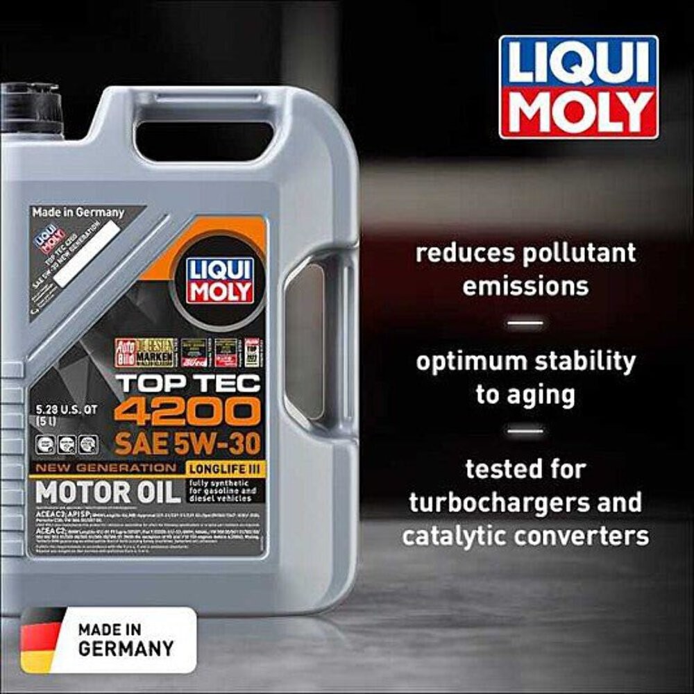 Liqui Moly Motor Oil Synthetic Gasoline and Diesel Top Tec 4200 SAE 5W-30 New Ge