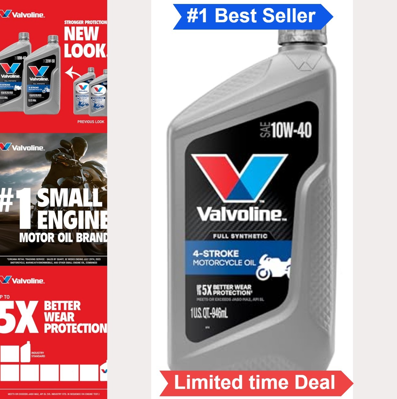 4-Stroke Motorcycle Oil Full Synthetic 10W-40 1 Quart Wet Clutch Protection