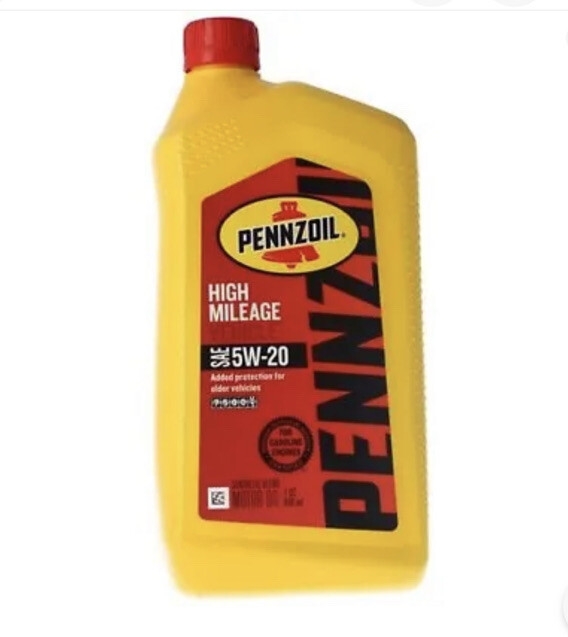 Pennzoil High Mileage SAE 5W-20 Motor Oil For Gasoline Engines 6 Quarts