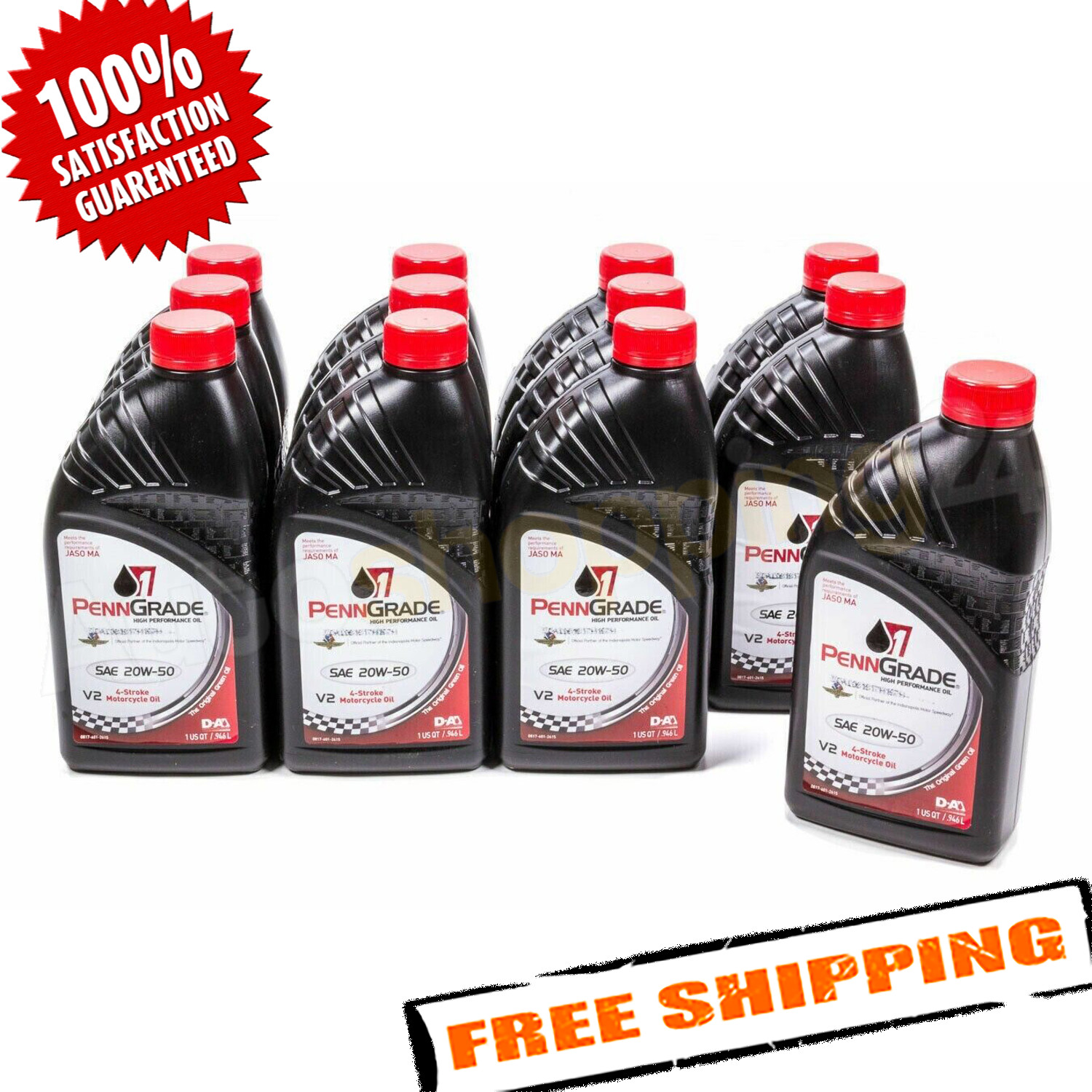 Penngrade 71576 V2 4-Stroke Motorcycle Oil SAE 20W-50, 1 Quart – Set of 12
