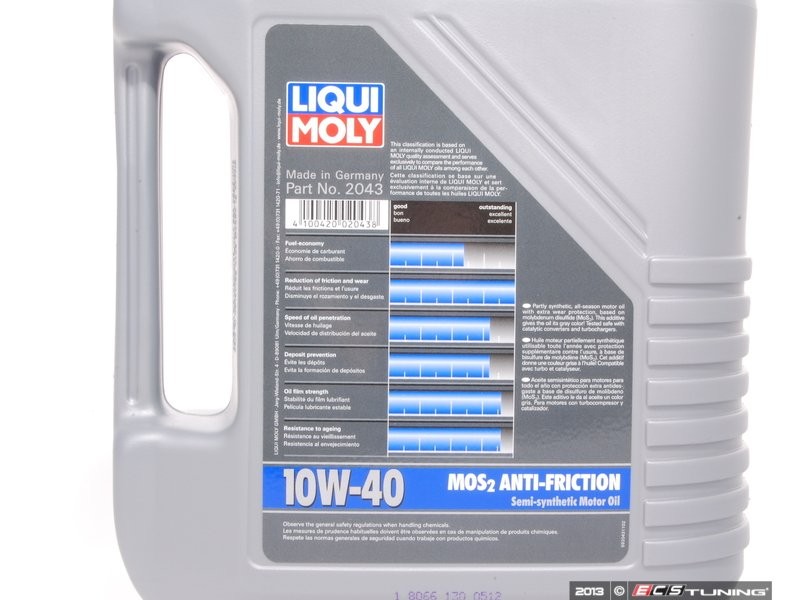 Liqui-Moly – MoS2 Anti Friction Motor Oil (10w-40) – 5 Liter – 2043