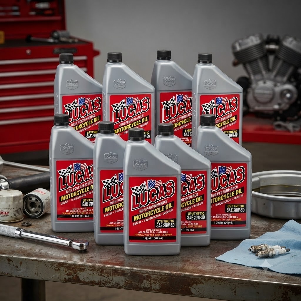 8 PACK-LUCAS OIL 10702 High Performance Synthetic Motorcycle Oil; 20W-50 1 Quart