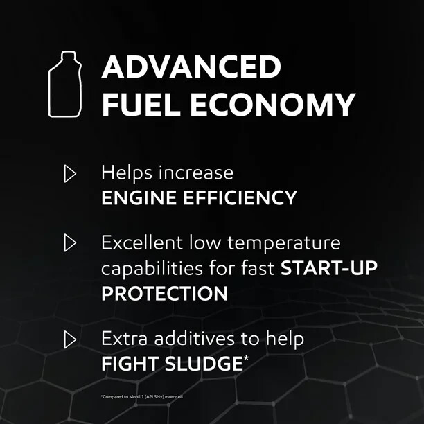 Mobil 1 Advanced Fuel Economy Full Synthetic Motor Oil 0W-20, 1 qt
