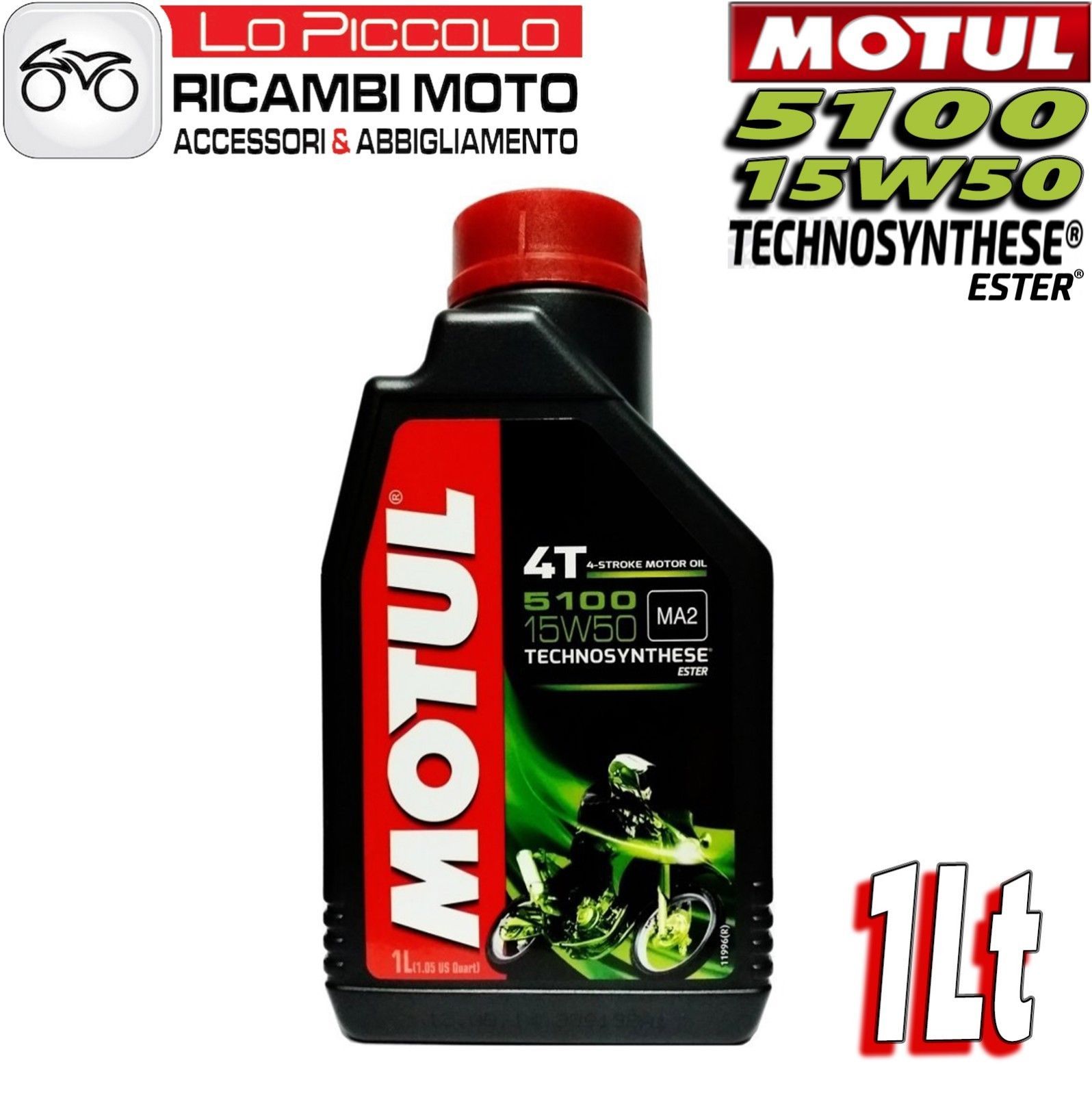 1 LITRE LT MOTORCYCLE ENGINE OIL MOTUL 5100 15W-50 15W50 TECHNOSYNTHESIS ESTER 4T
