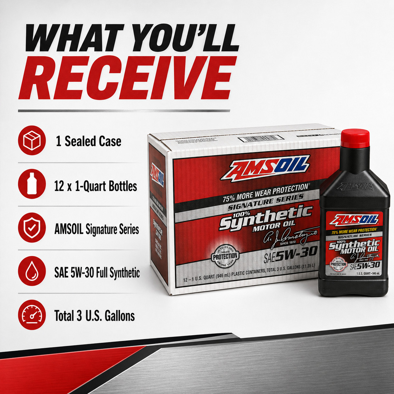 AMSOIL 5w-30 Signature Series Synthetic Motor OIL (1 Case, 12 quarts)