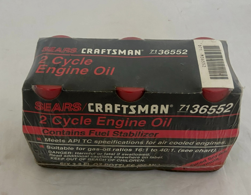 6 Pack NEW OLD STOCK Sears Craftsman USA 2-Cycle Small Engine Oil 71-36552