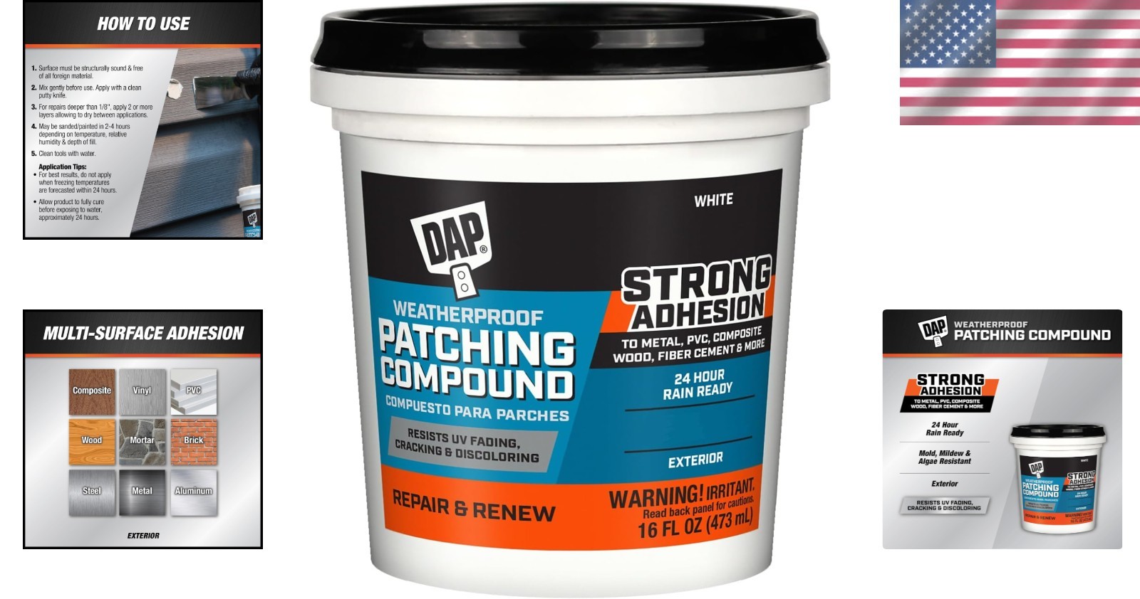 All-Purpose 16 Oz Weatherproof Patching Compound with 24-Hour Rain Ready Feature