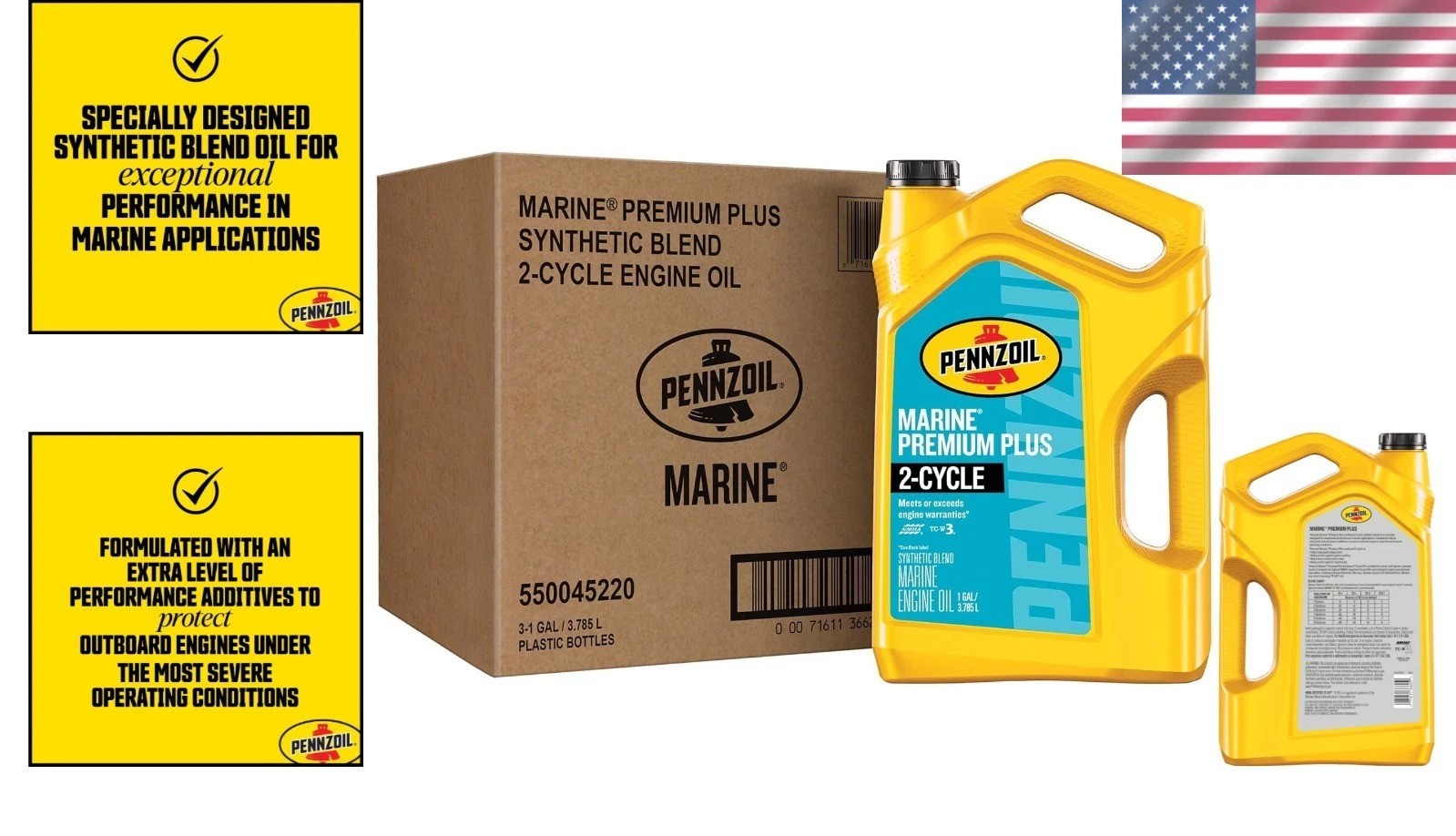 Marine 2-Cycle Synthetic Blend Oil 1 Gallon Jug 3 Pack – Plus NMMA TC-W3