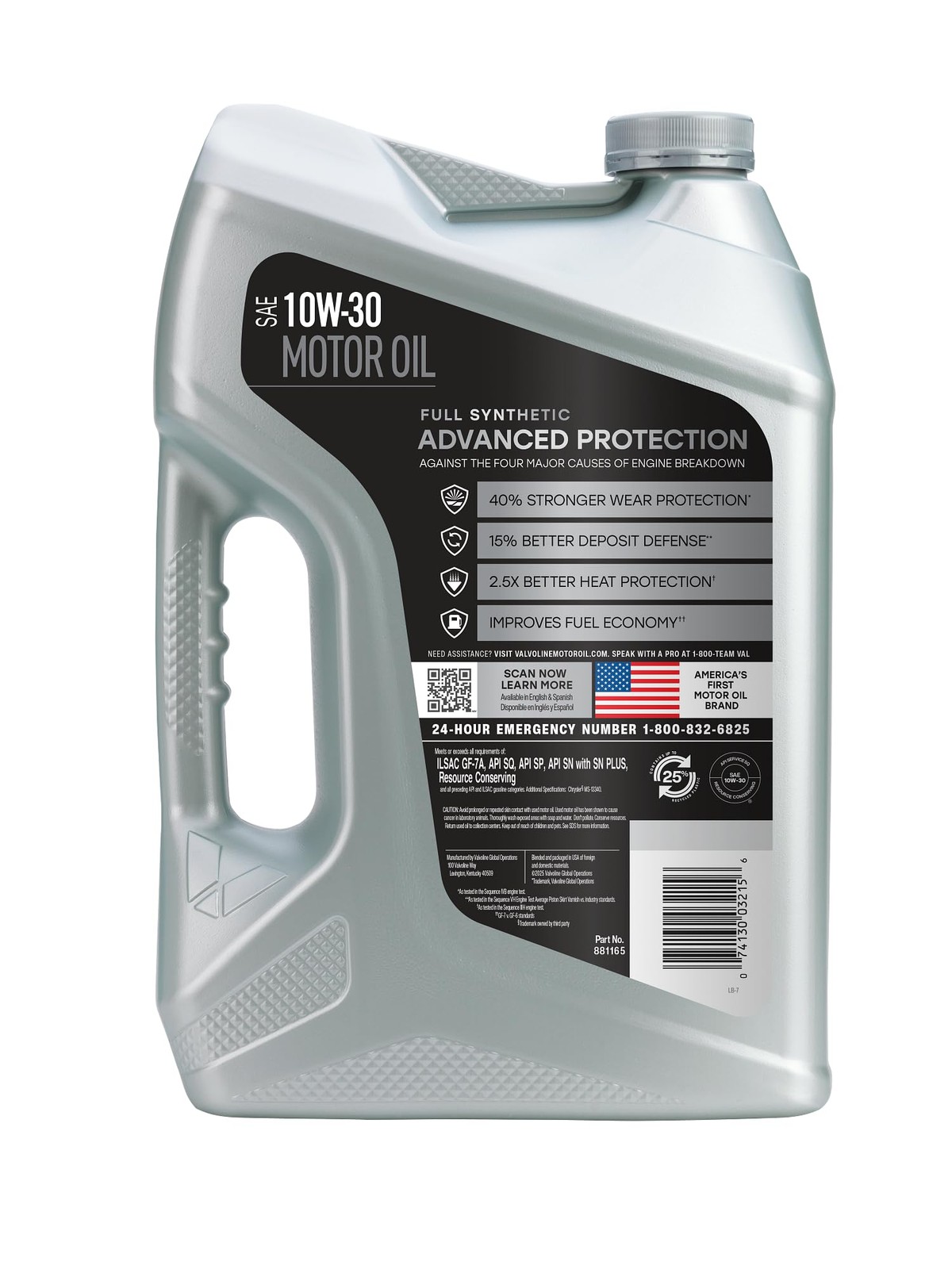 Valvoline Advanced Full Synthetic SAE 10W30 Motor Oil 5 QT