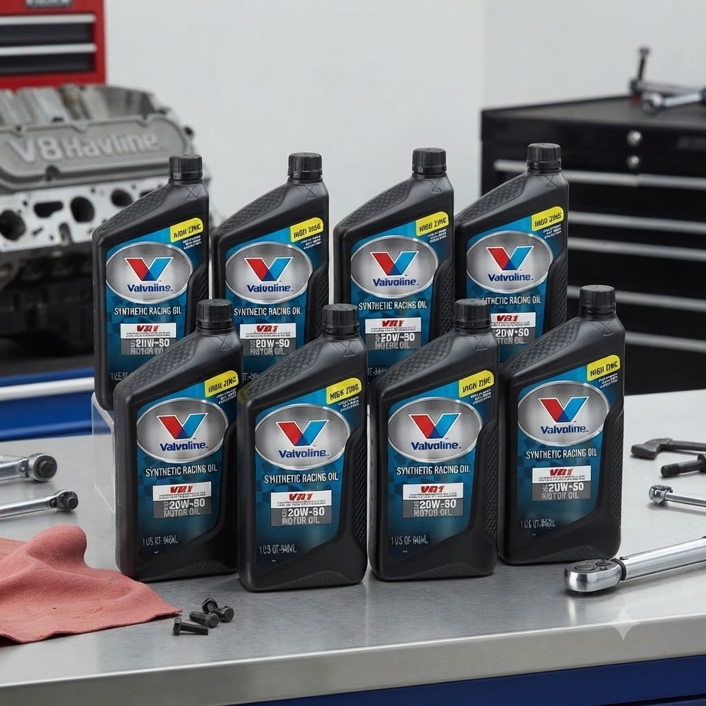 8 PACK- VALVOLINE 679082 VR1 Full Synthetic Racing Motor Oil; SAE 20W-50; Quart