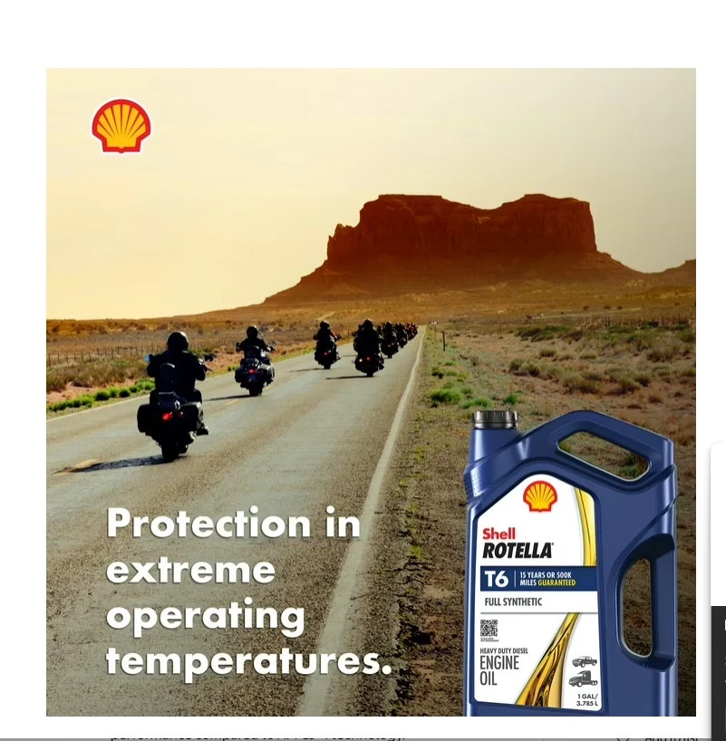 (2 PACK) Shell ROTELLA T6 Diesel Engine Full Synthetic 15W-40 Motor Oil 1 Gallon