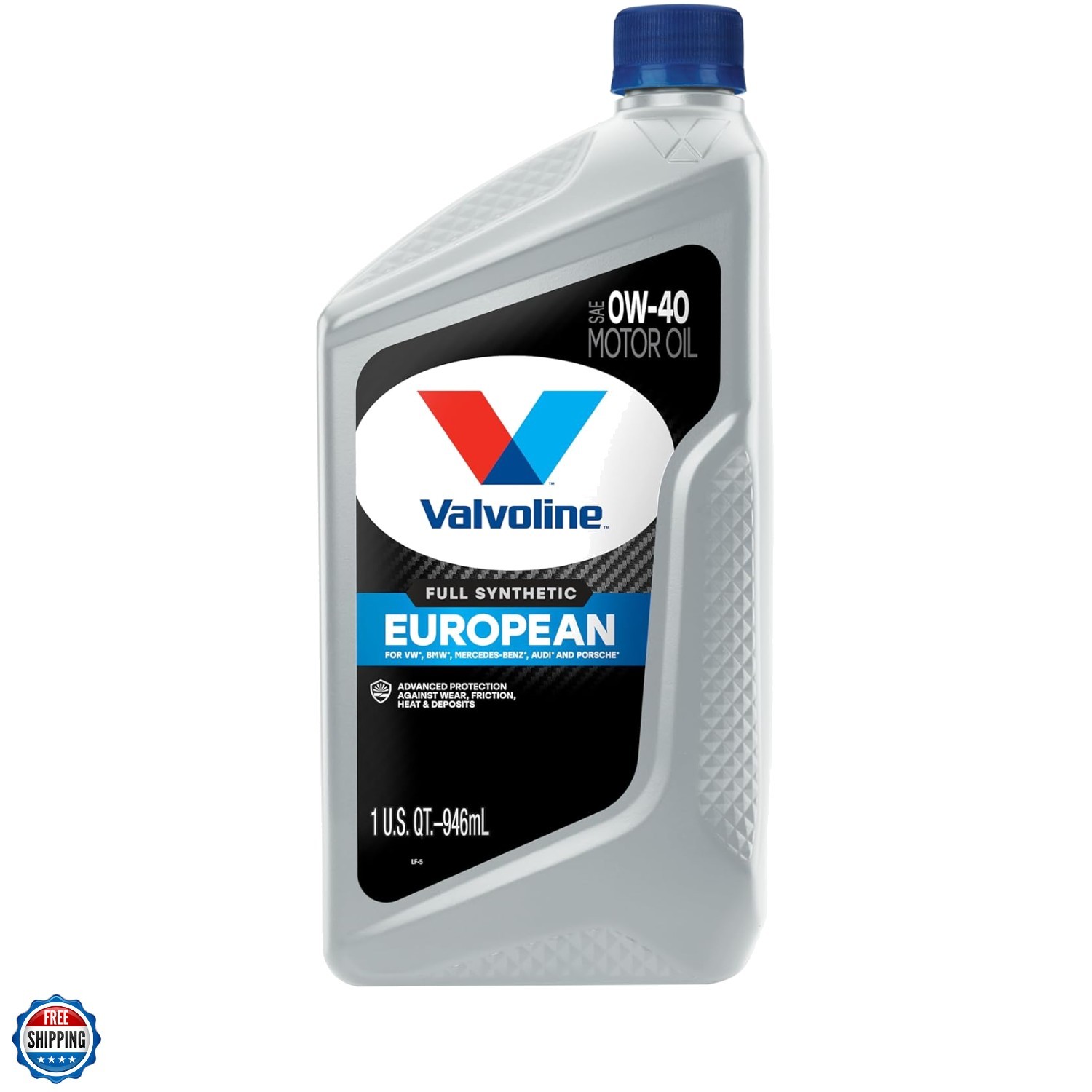 European Vehicle Full Synthetic 0W-40 Motor Oil 1 Quart