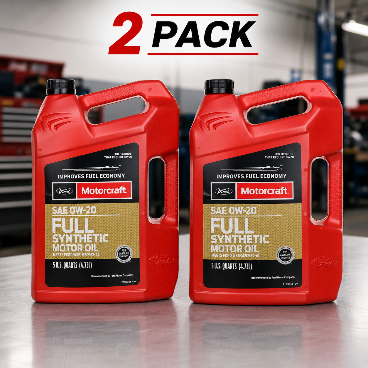 2 PACK – MOTORCRAFT XO0W205QFS Premium Synthetic Blend; SAE 0W-20; 5 Quart