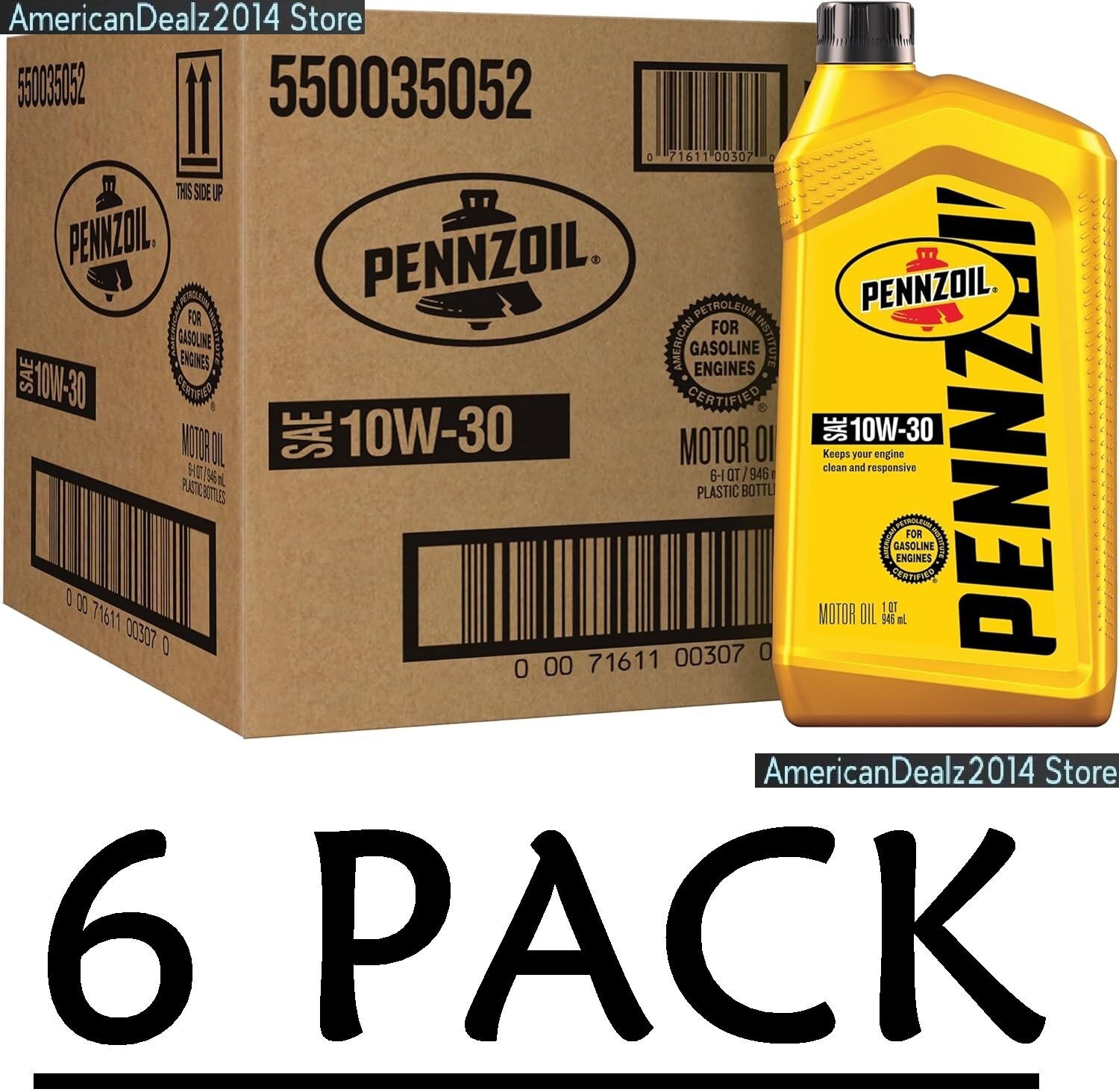 6 PACK – Pennzoil 10W-30 Motor Oil, 1-Quart (Total 6 Quart)