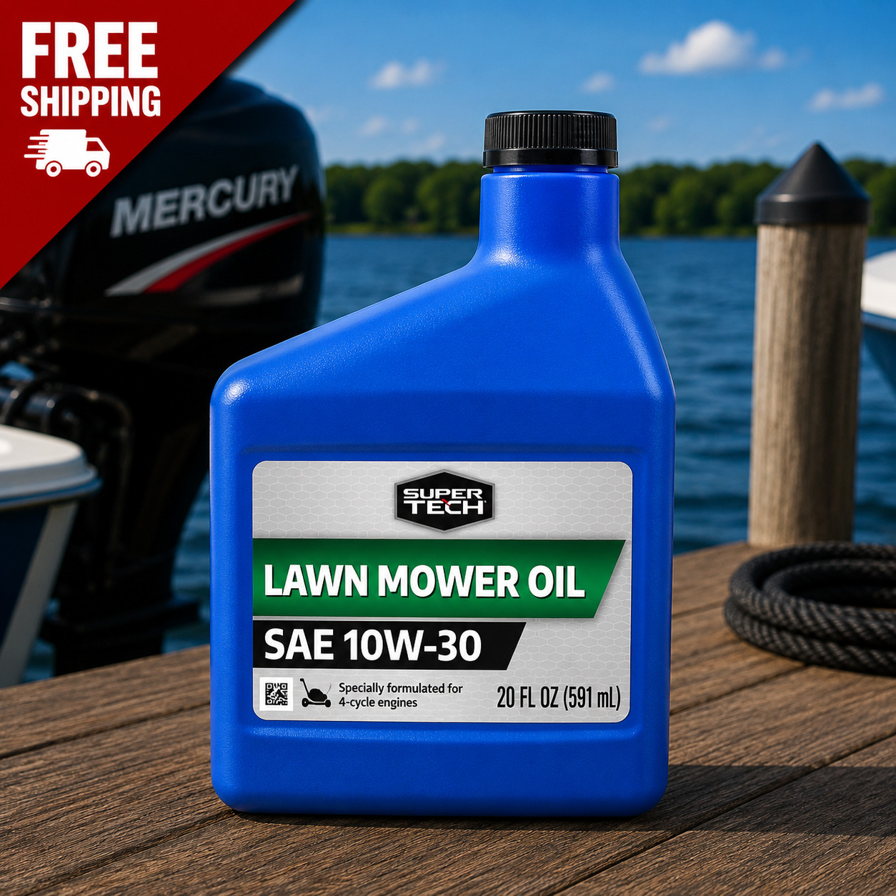 Super Tech Conventional SAE 10W-30 Lawn Mower Oil, 20 oz Bottle