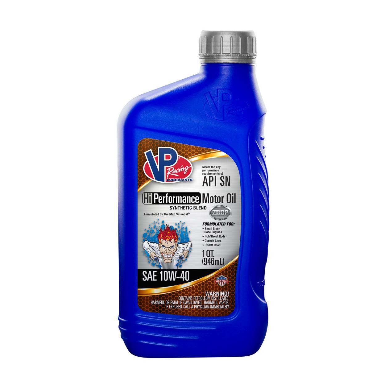 VP Racing Fuels Engine Oil – VP SYN Blend 10W-40 Hi-Performance Motor Oil Qt