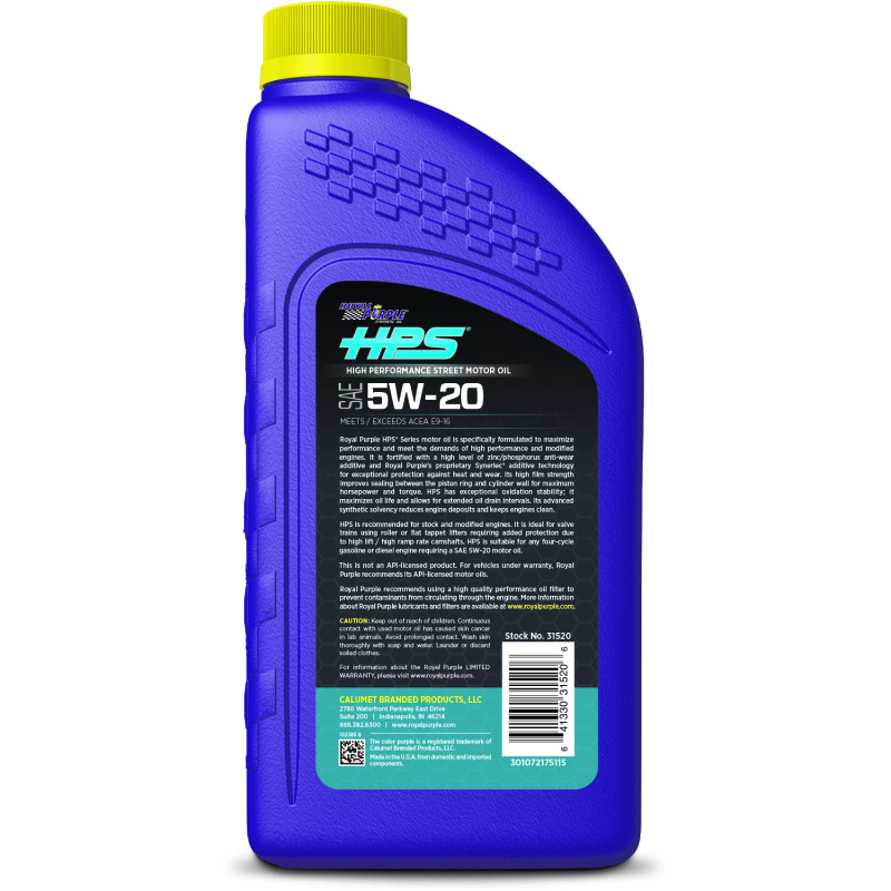 Royal Purple HPS Synthetic 5W20 Motor Oil – 1 Quart, High-Performance Engine